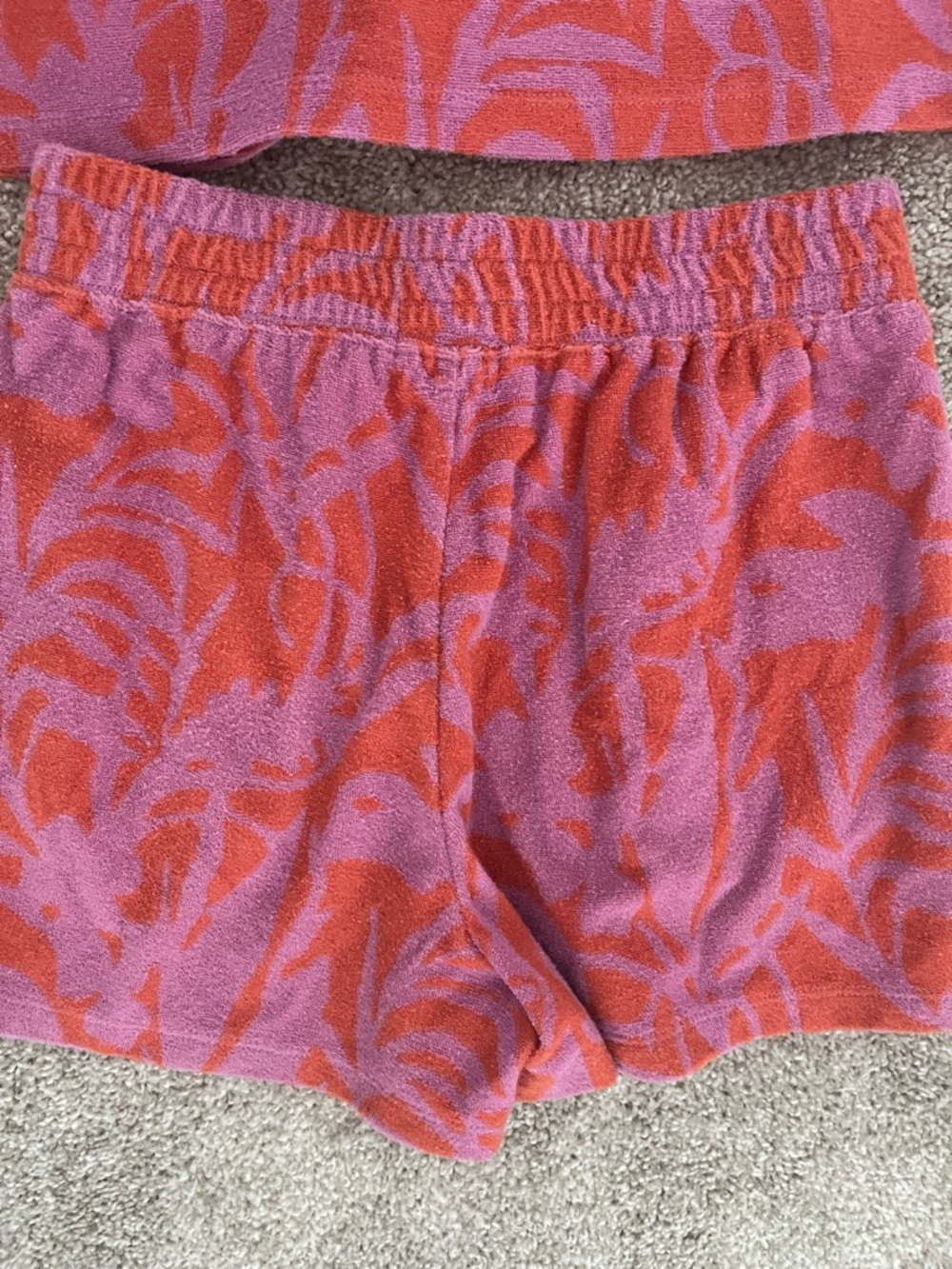 Marine Layer Pink and Orange terry cloth Set Shorts+Short Sleeve Button-Down Top - Picture 7 of 8